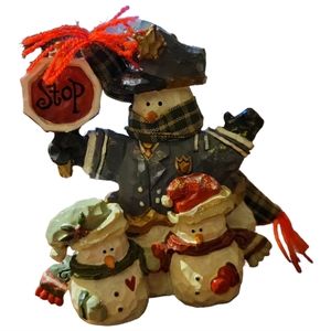 Vtg School Crossing Guard Snowman Snow Children Signed Kurt S. Adler Christmas